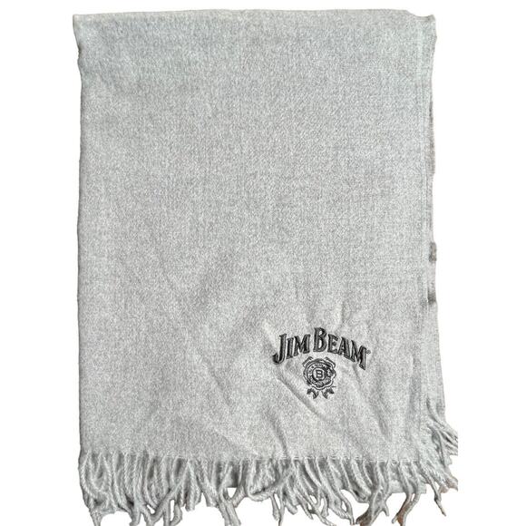 Jim Beam‎ Embroidered Blanket Scarf Gray Large Winter New 72”x28” - Picture 1 of 5